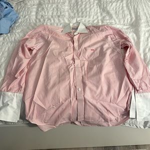 COPY - Men’s dress shirt with cufflinks sleeves, JD initials on pocket, pink an…